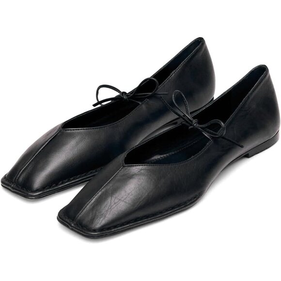 Women Black Square Toe Comfortable Slip-On Lace-Up Loafers Summer Shoes - Picture 2 of 6